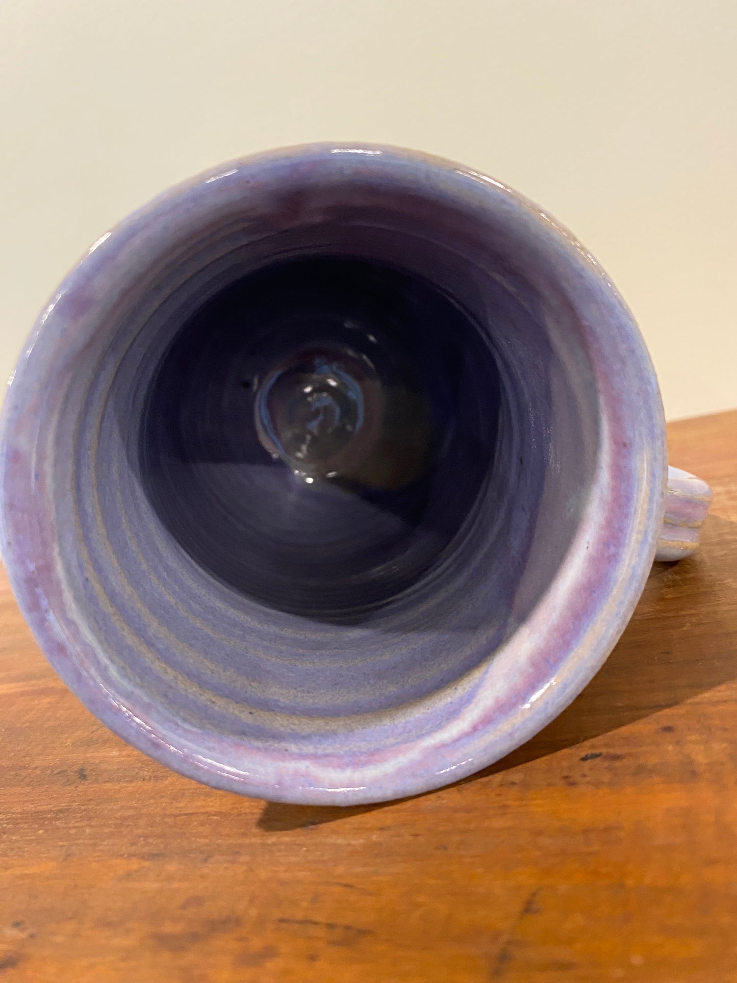 Leaf carved purple mug