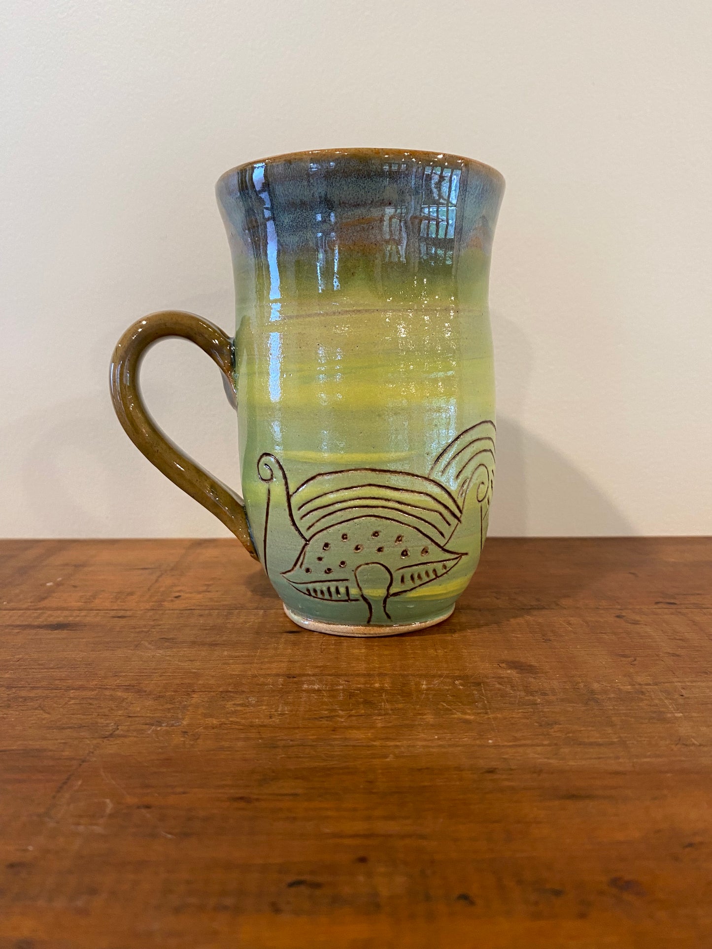 Koru mushroom craved mug green yellow