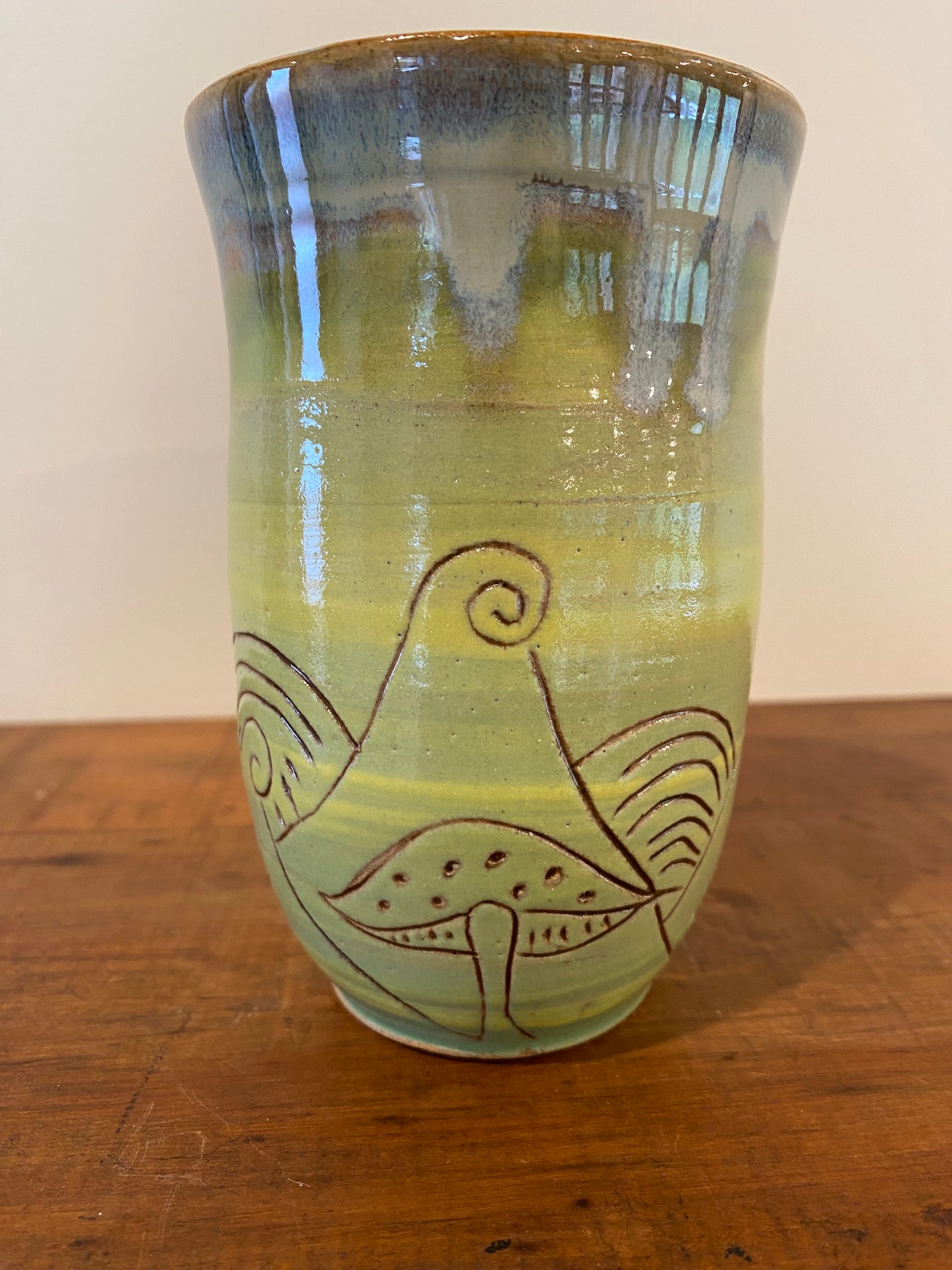 Koru mushroom craved mug green yellow